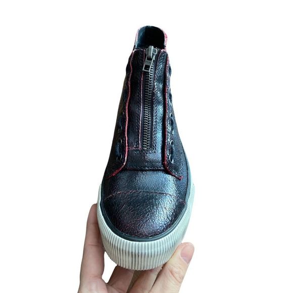 Diesel Black Cracked Leather Effect High Top Sneakers - Picture 9 of 13